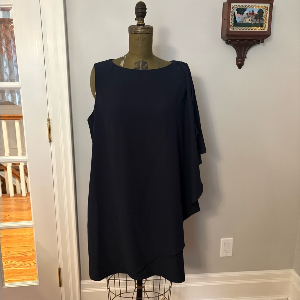 Ted Baker Navy One-Shoulder Draped Cocktail Dress